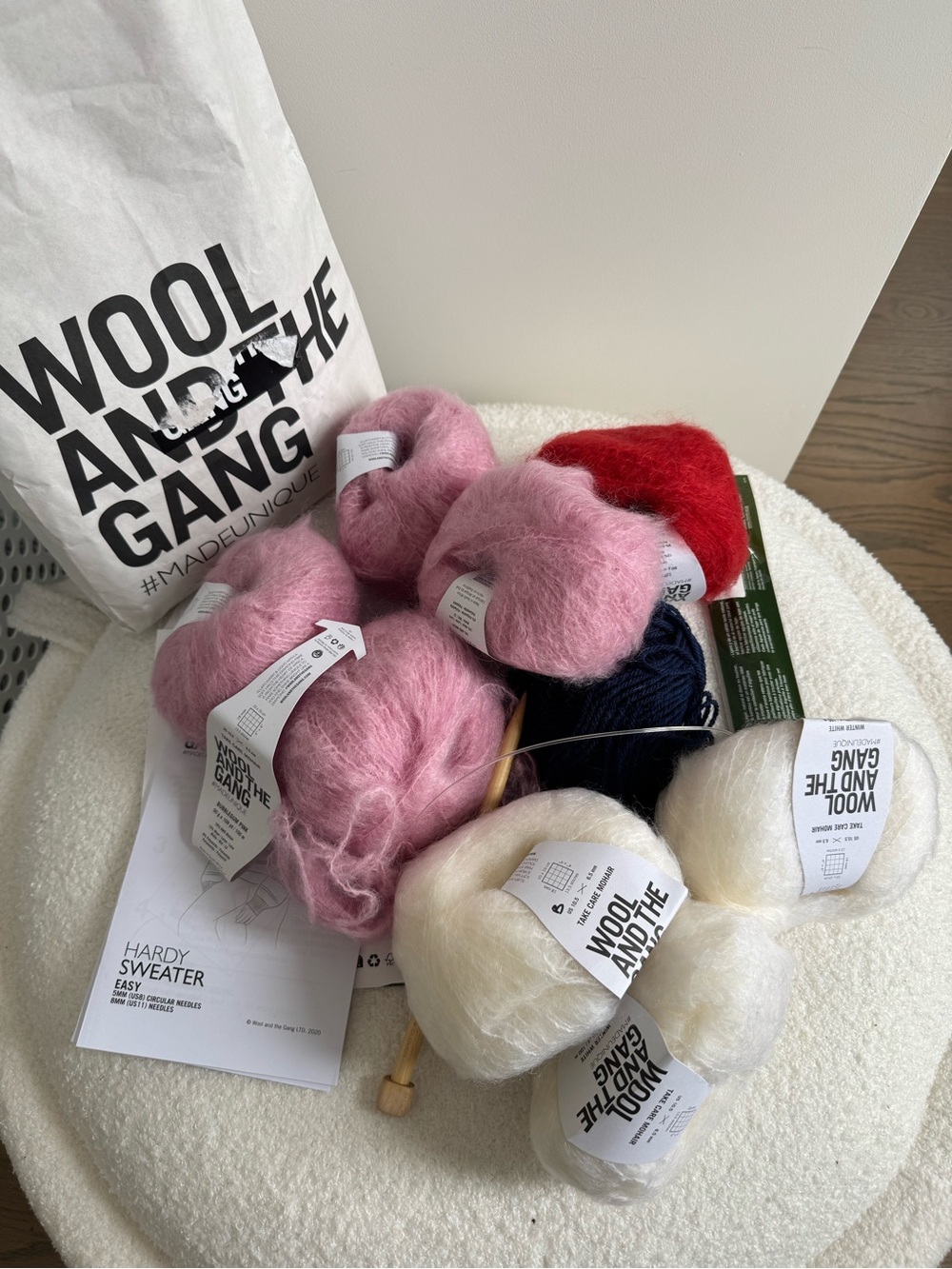 Wool and the Gang Pink & White Mohair Yarn Bundle